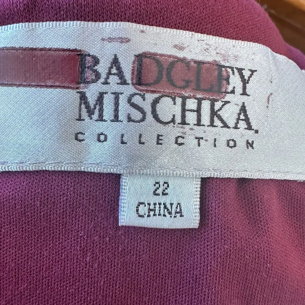 Badgley Mischka Bordeaux Red Sequin Gown Size 22 Off Shoulder Formal Luxury $695 - Picture 14 of 14